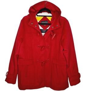 Pendleton Rosyln Women's XL Duffel Peacoat Hooded Wool Blend Coat Toggle Red